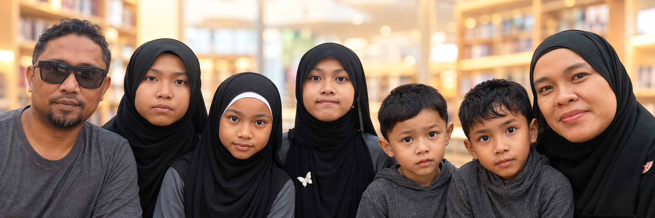 Foto keluarga Anak & Keluarga, tujuh ahli keluarga